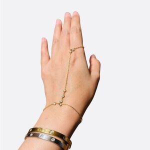 Delicate Drip CZ Crystal Stainless Steel Hand chain Bracelet